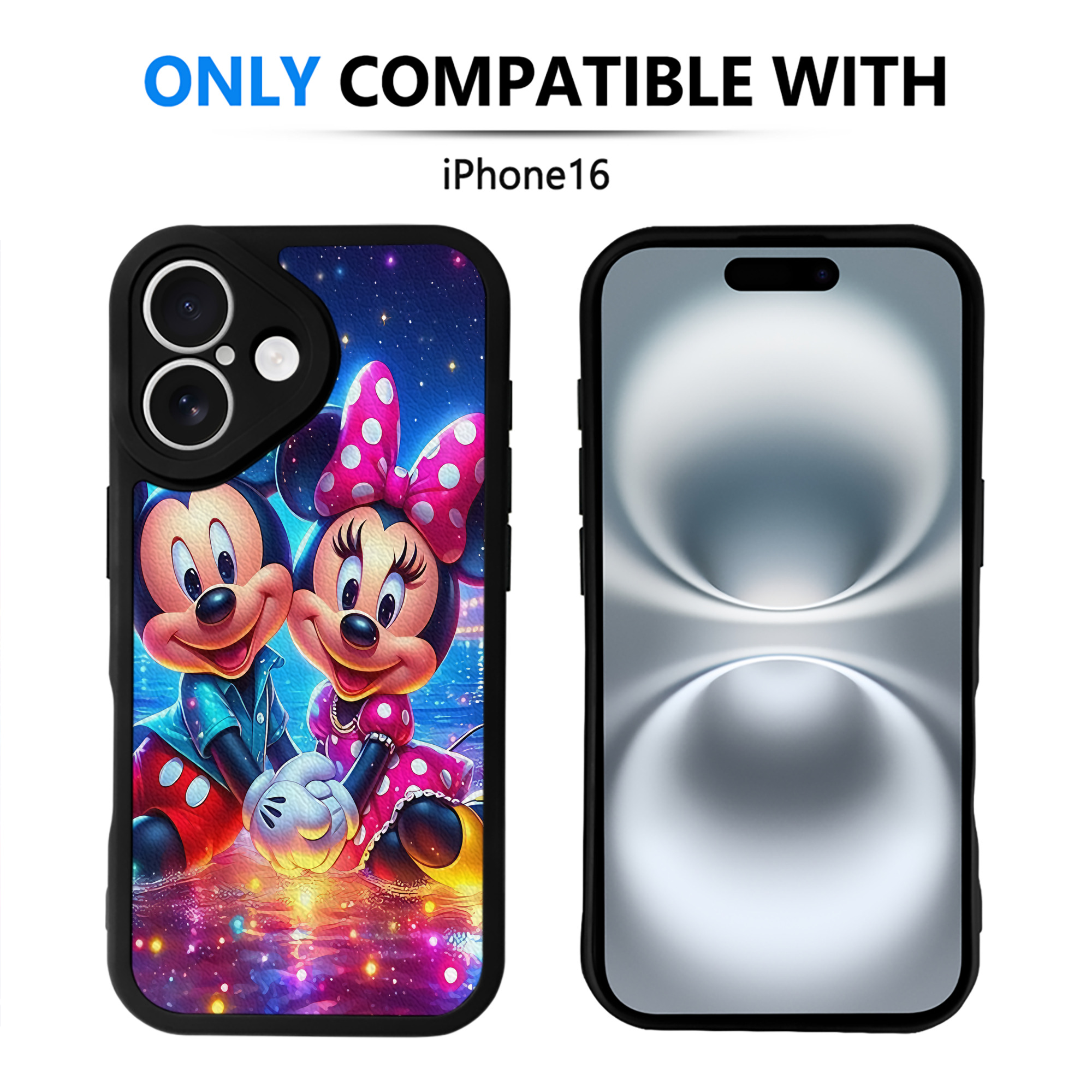 （画像用） ミッキーマウス Mickey Mouse 【iPhone 16シリーズ対応】シリコンスマホケース（レザー調） 材質：シリコン